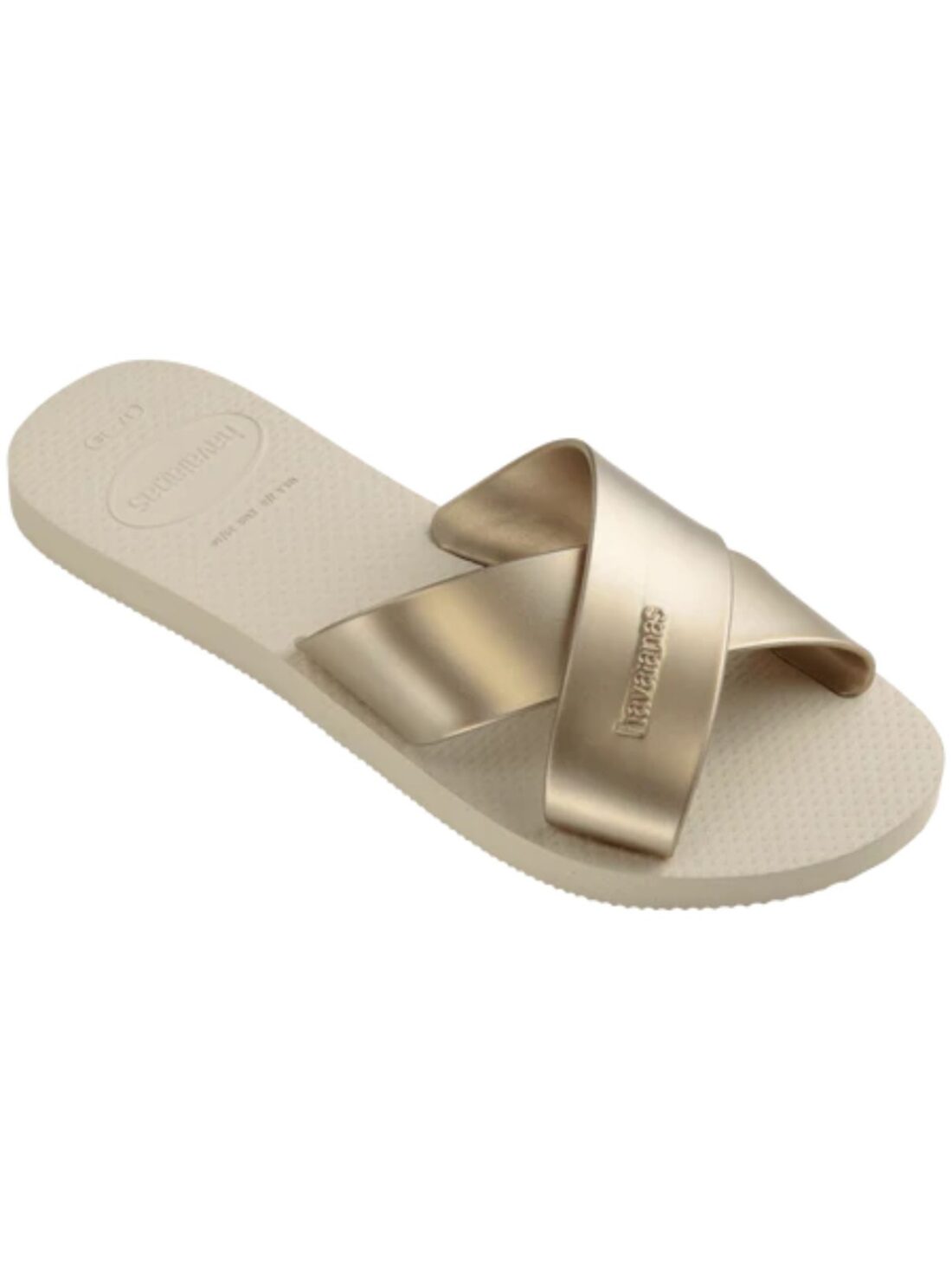 havaianas aqua metallic sandal in beige