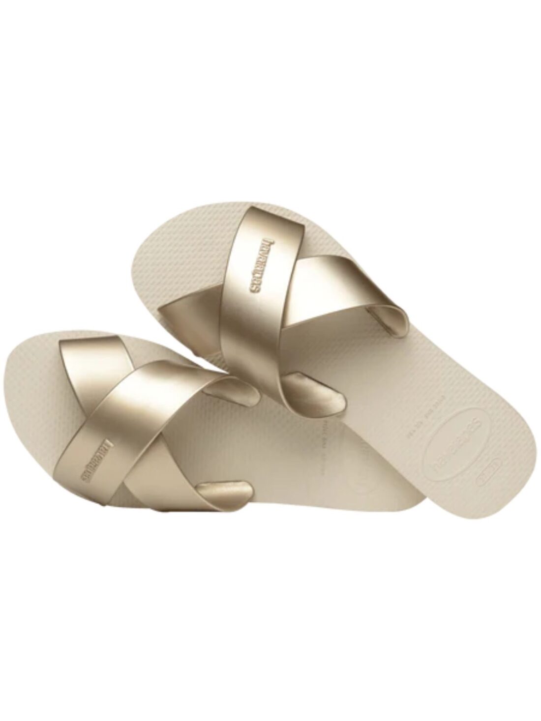 havaianas aqua metallic sandal in beige