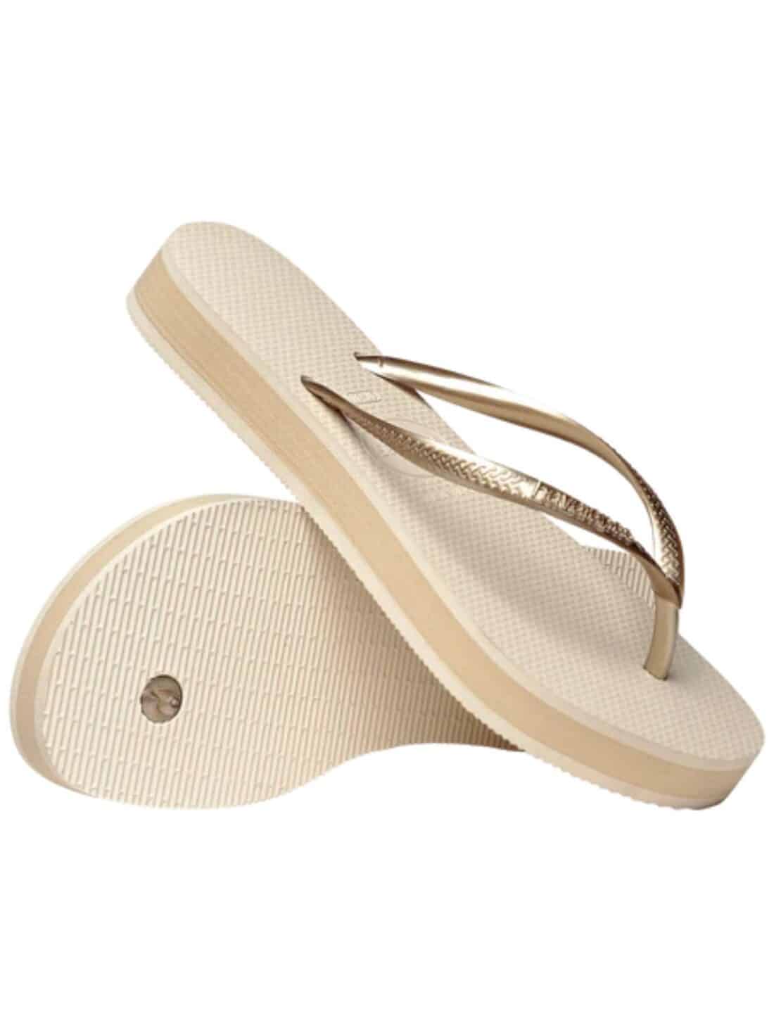 havaianas slim flatform sandal in beige