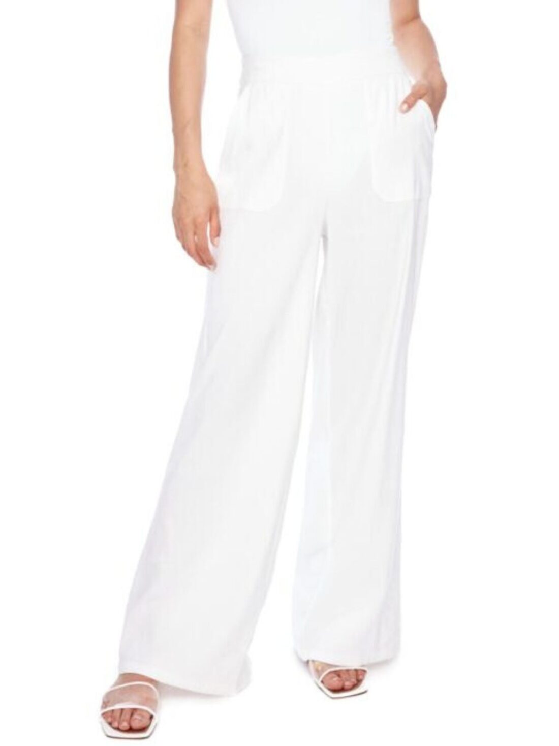 i heart tyler madison linen pants in white