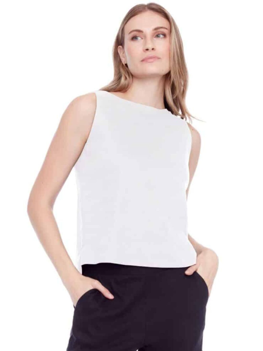 i heart tyler madison sleeveless linen top in white