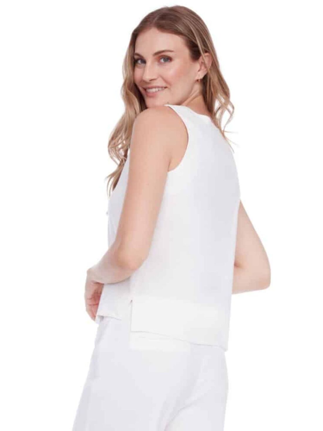 i heart tyler madison sleeveless linen top in white