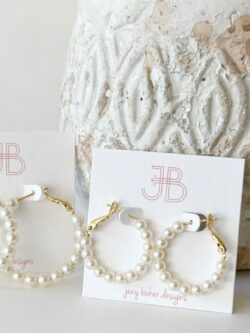 jeny baker bubble pearl hoops in small