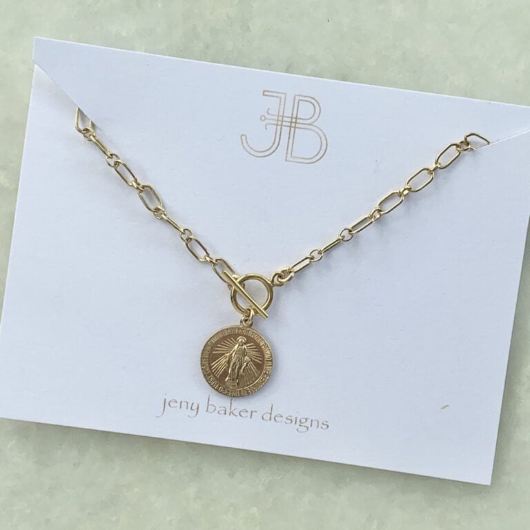 jeny baker designs saint coin necklace