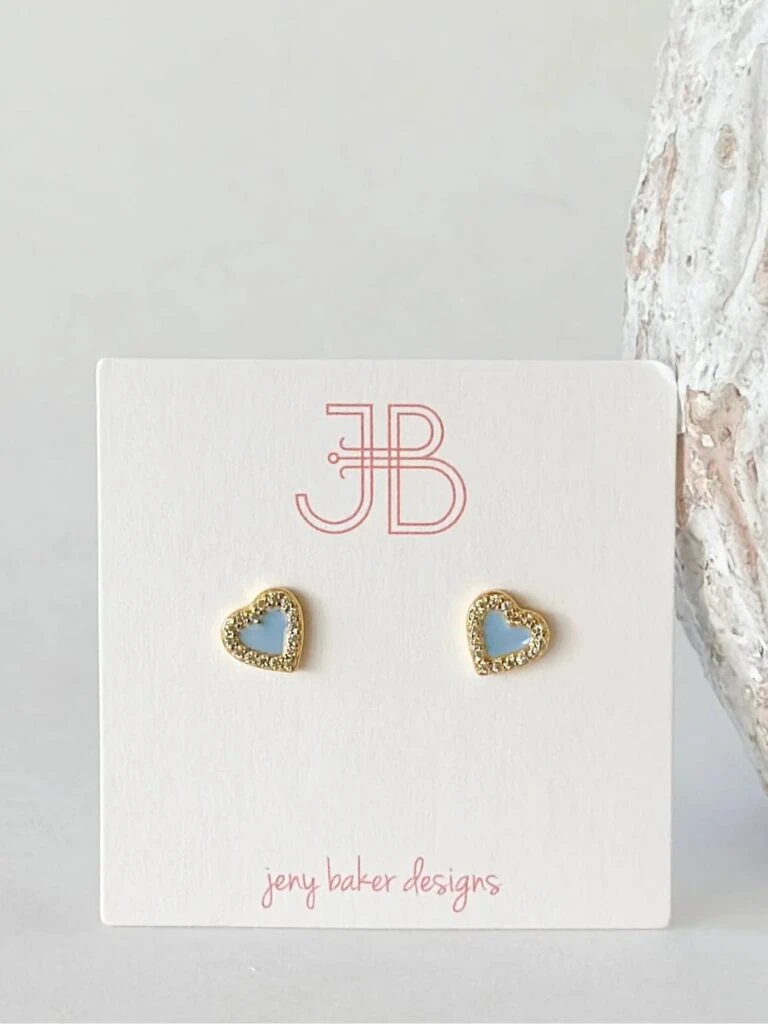 jeny baker sherbet heart stud in lt blue