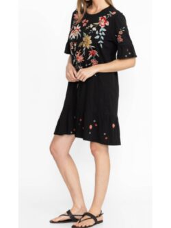 johnny was andrean ruffle sleeve knit dress in black