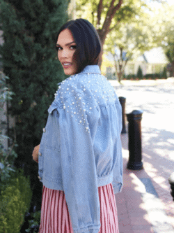 karlie denim pearl jacket