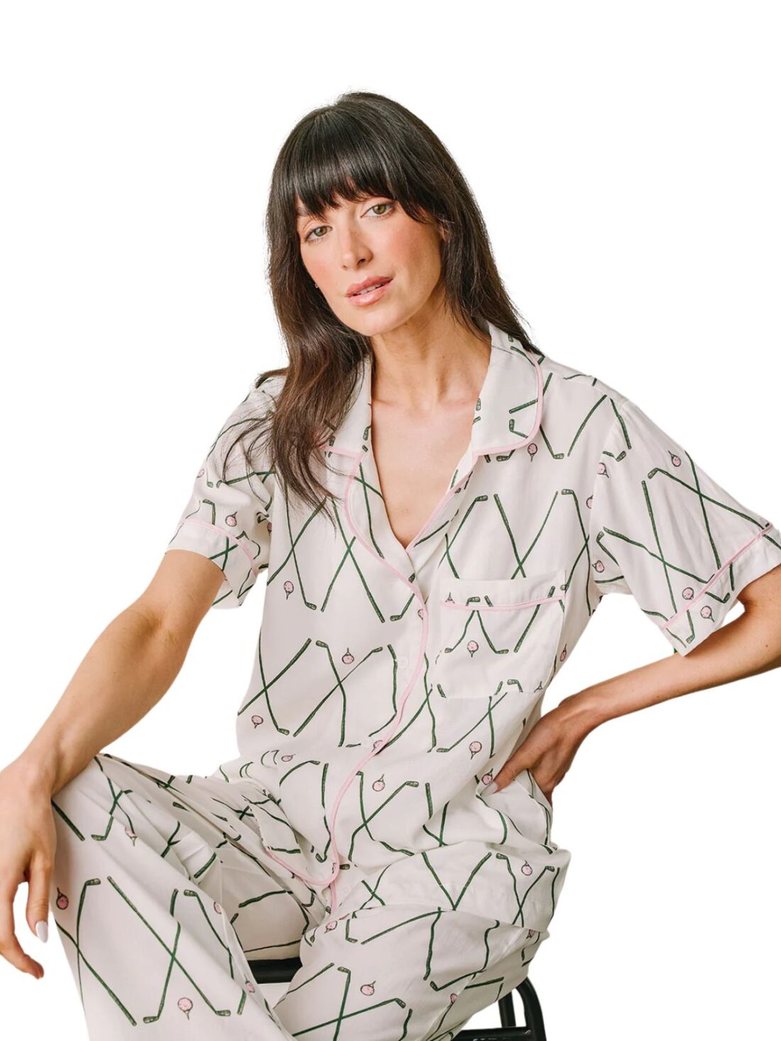 katie kime birdie pj set in green