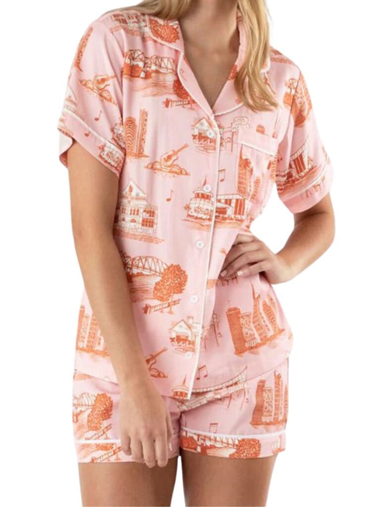 katie kime nashville toile pj short set in pink