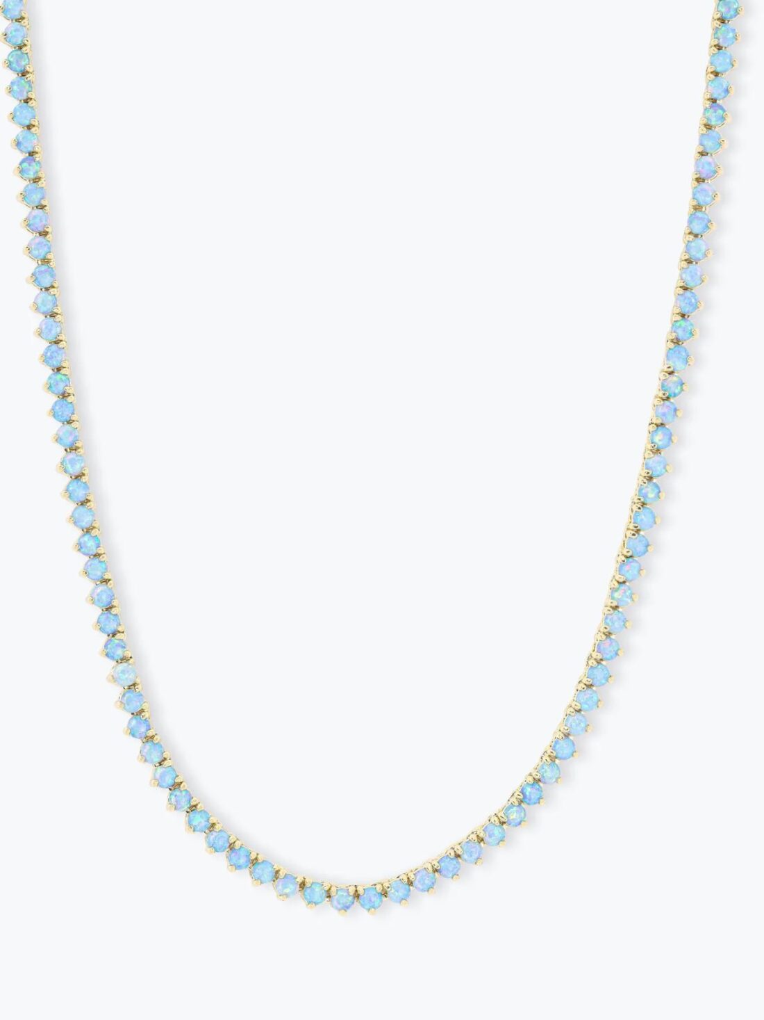 melinda maria 16" not your basic tennis necklace in gold/blue opal