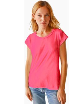 michael stars 100% cotton trudy cap crew tee in flamingo