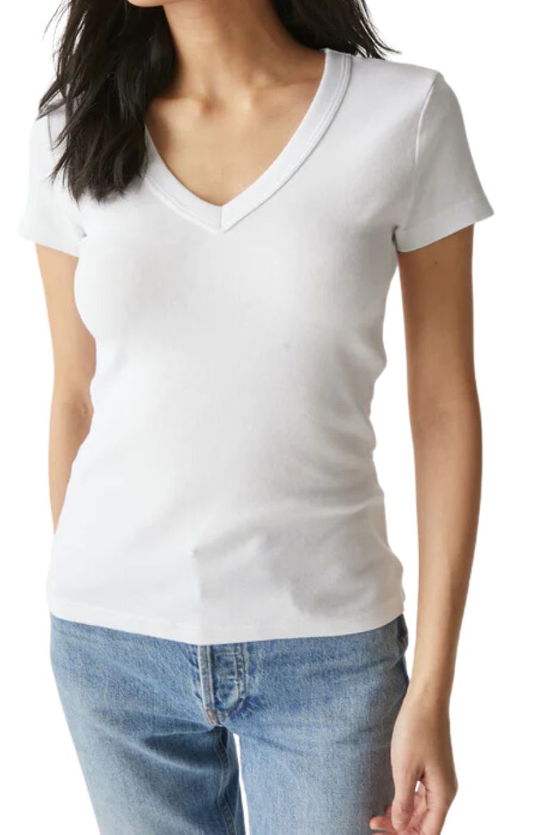 michael stars nikki vneck tee in white