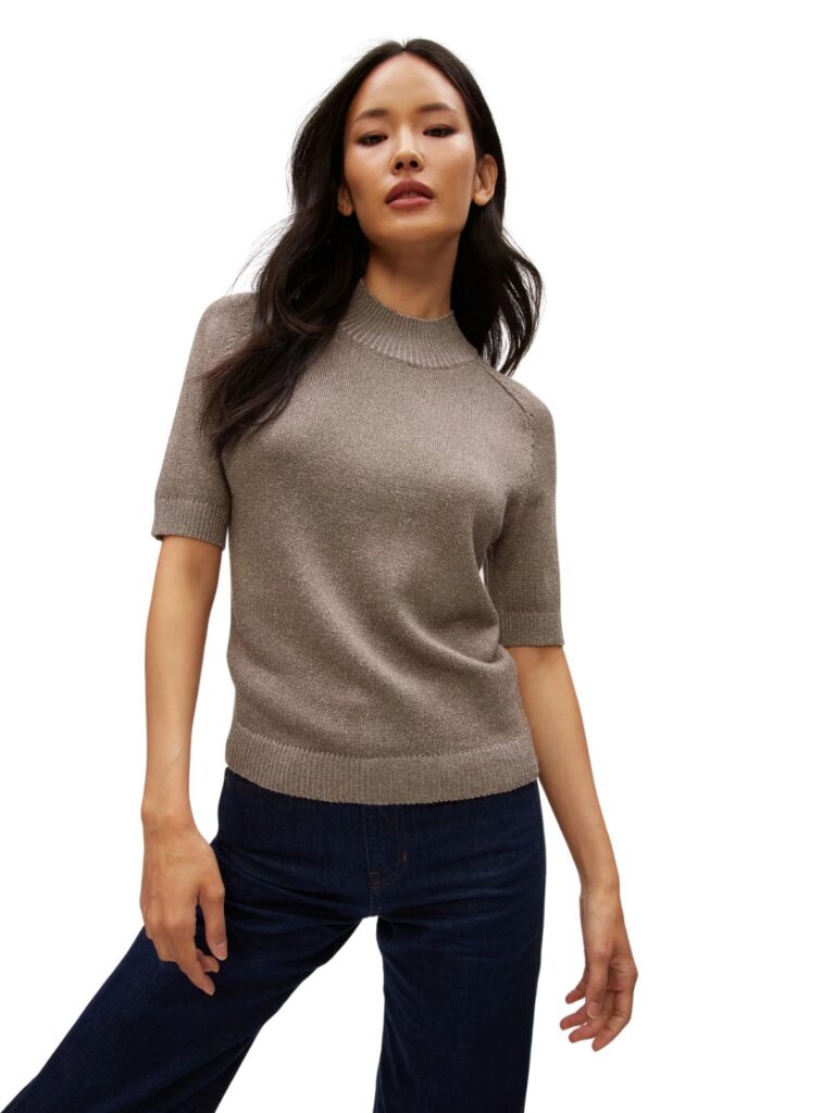 michael stars sabel mock neck in pewter