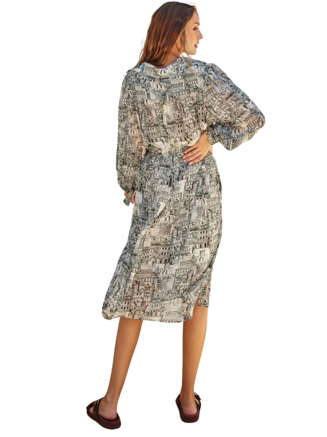 midi printed shirt dress in marseill