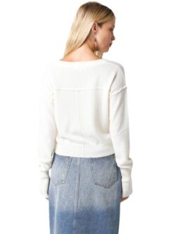 olivaceous v neck sweater in ivory