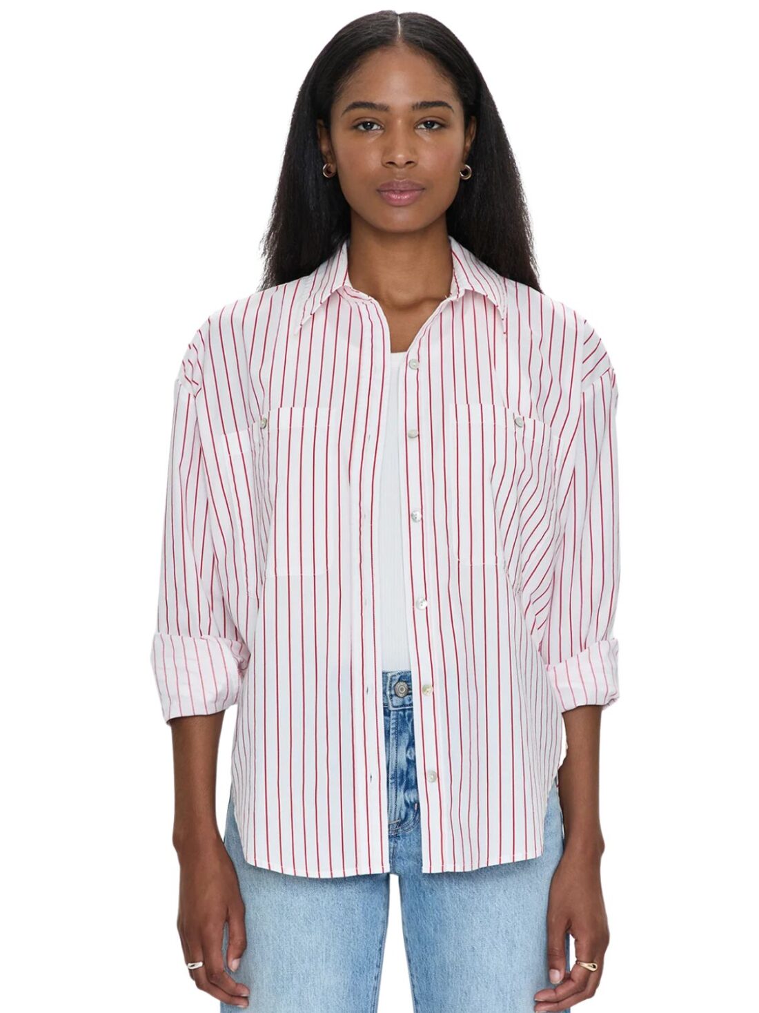 pistola samantha stripe shirt in ruby