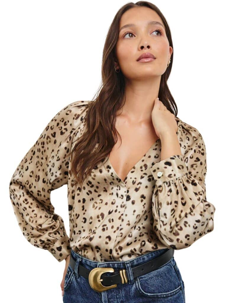 rails champagne leopard sandra blouse