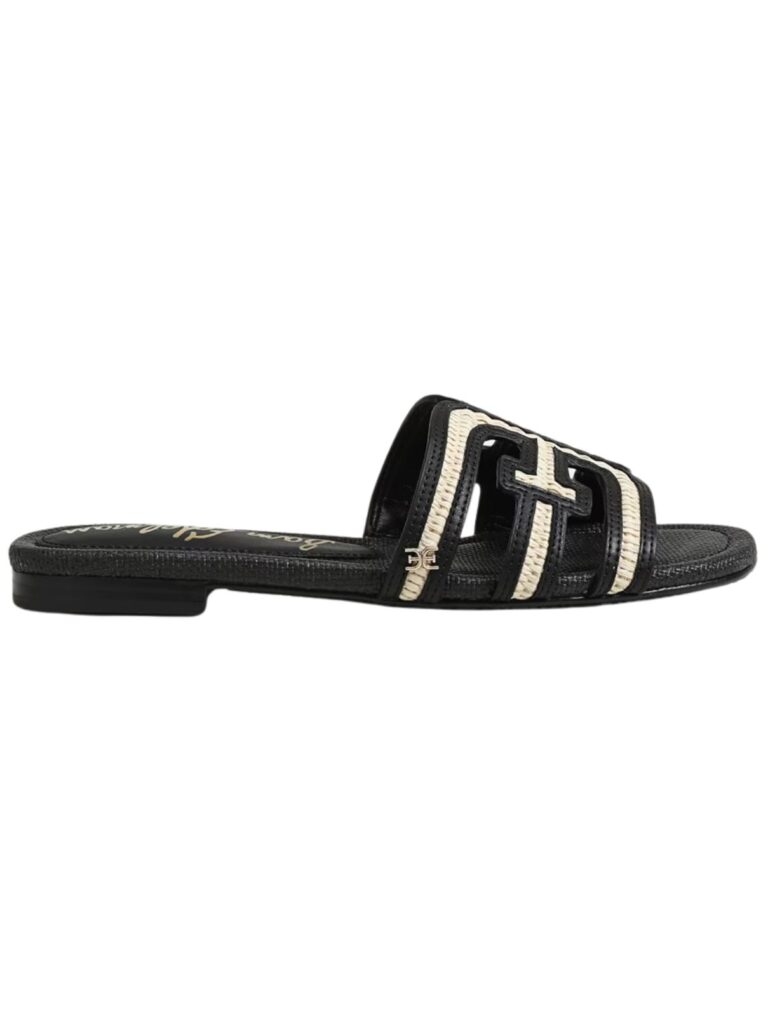 sam edelman bay multi black linen faux raffia sandals