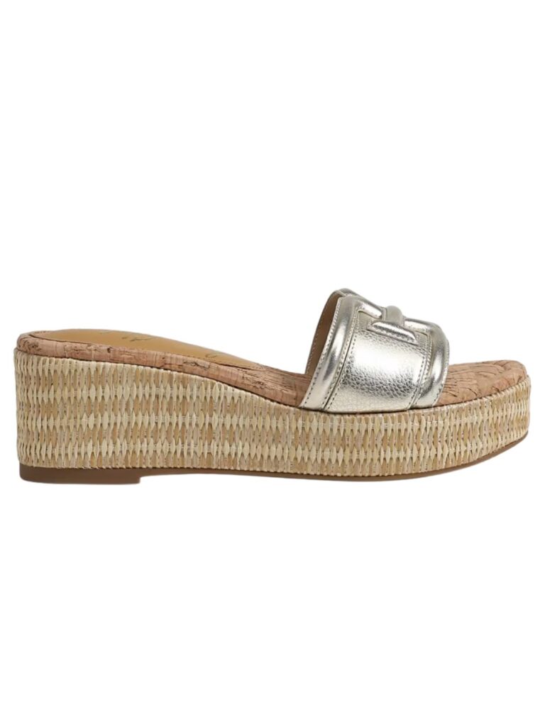 sam edelman pauleena slide sandal in jute/metalllic