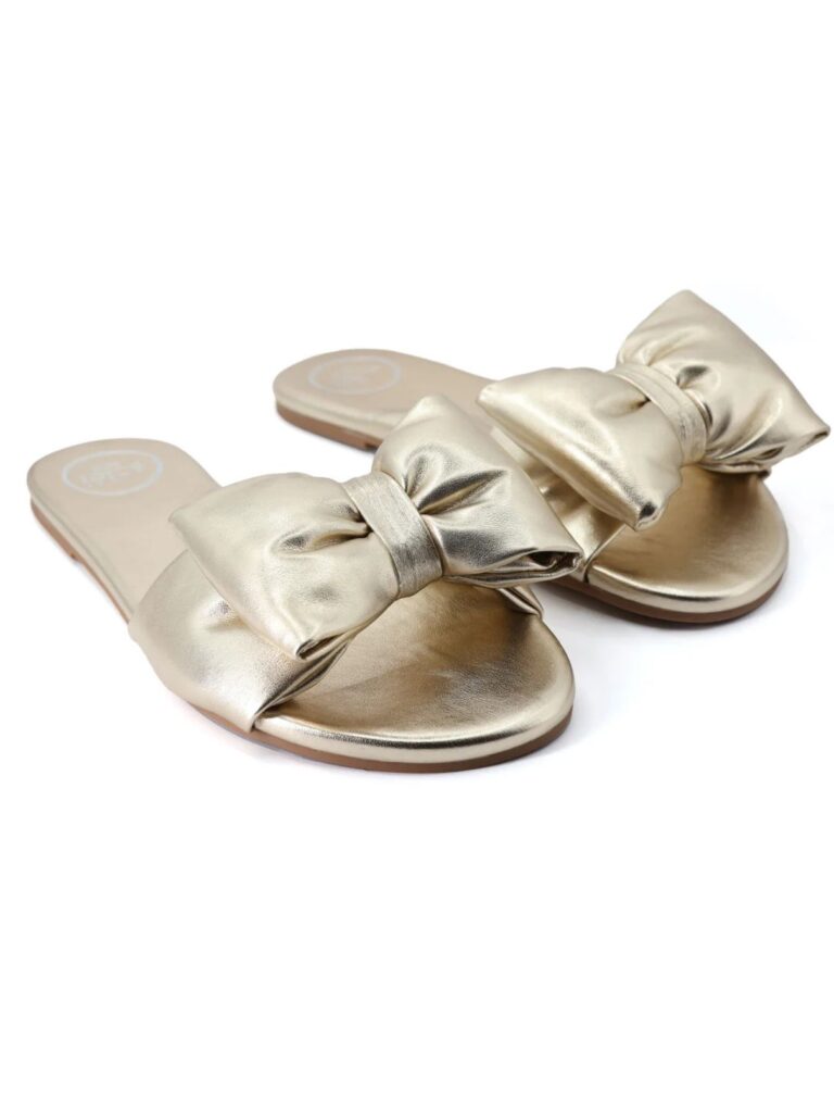 soleil sea rafie big bow sandal in gold