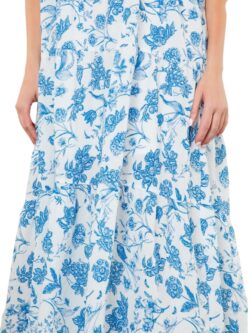 thml floral tiered midi in blue