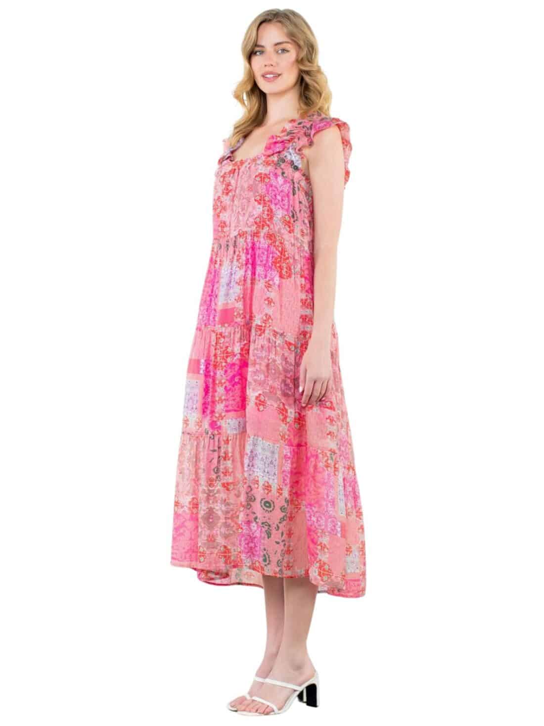 thml print tiered maxi in pink