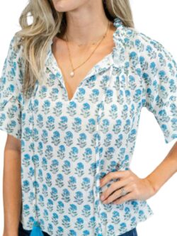 victoria dunn bristol blouse in cabana blue