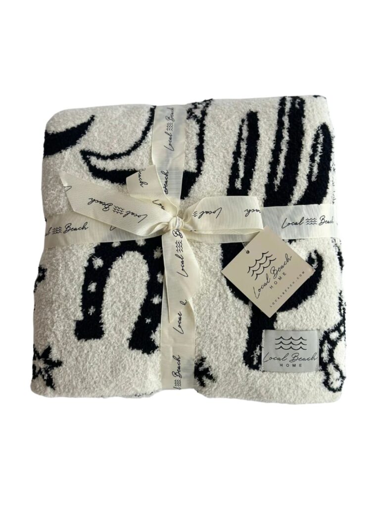 western luxe home blanket in black/white