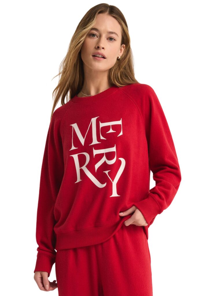 z supply cassie merry l/s in haute red