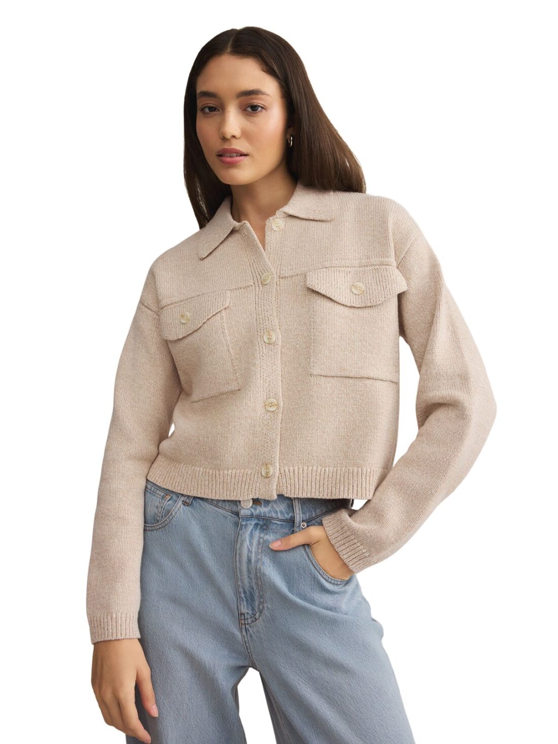 z supply cielo knit jacket in parchment