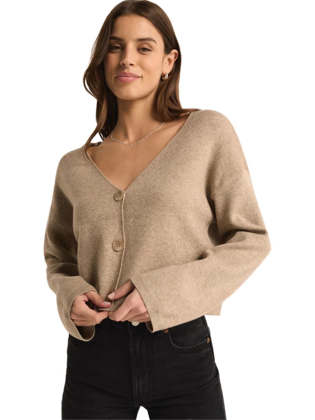 z supply estelle cardigan in oatmeal heather