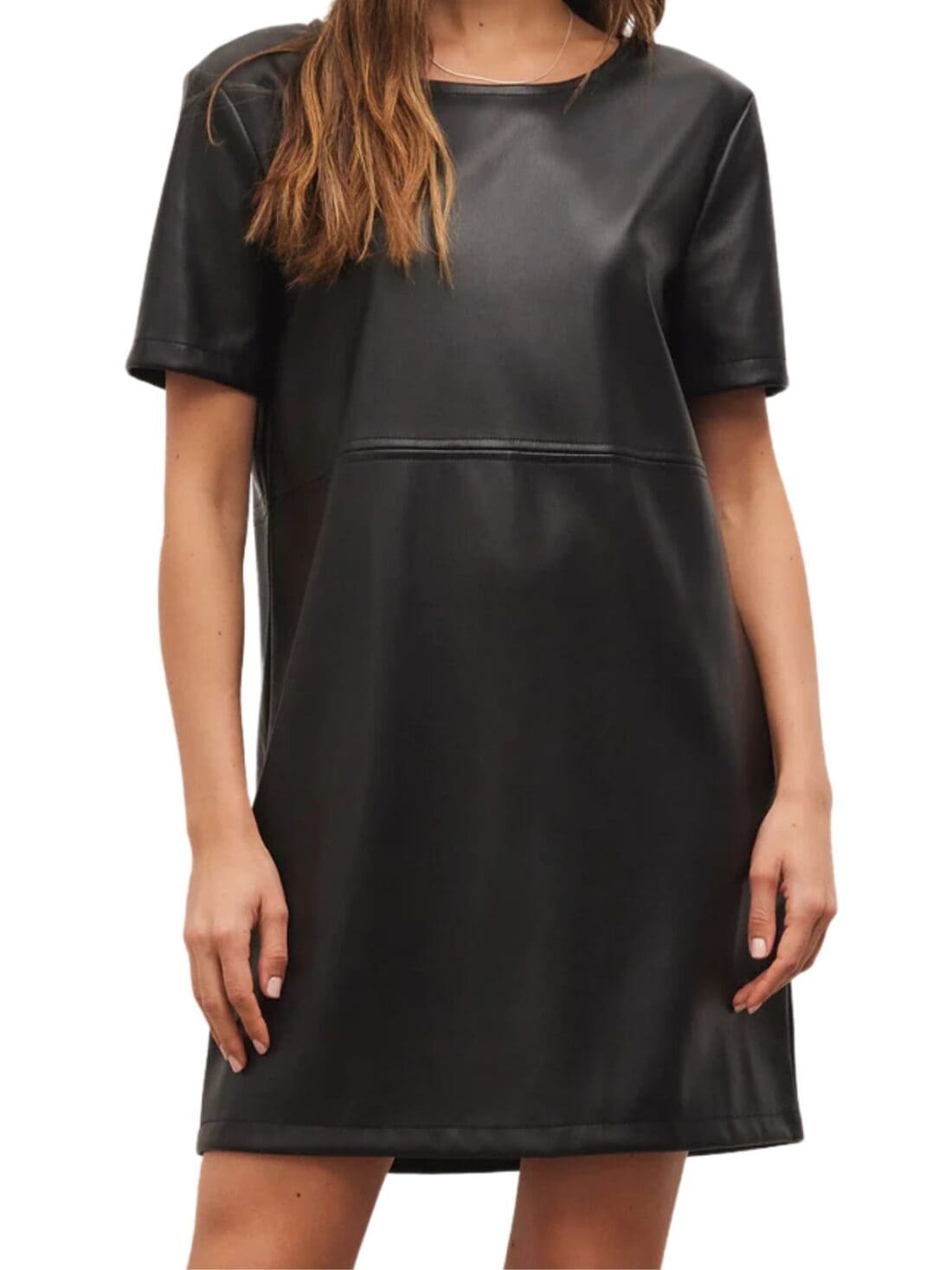 z supply faux leather london dress in black