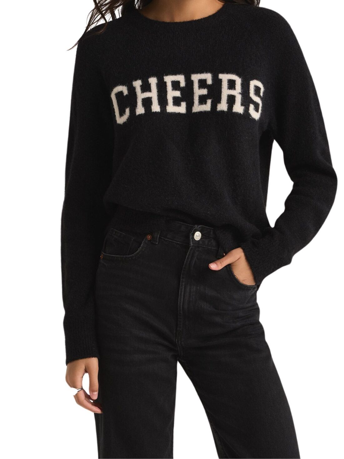 z supply lizzy cheers sweater in black