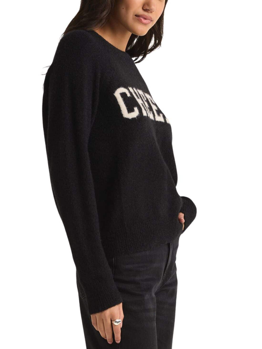 z supply lizzy cheers sweater in black