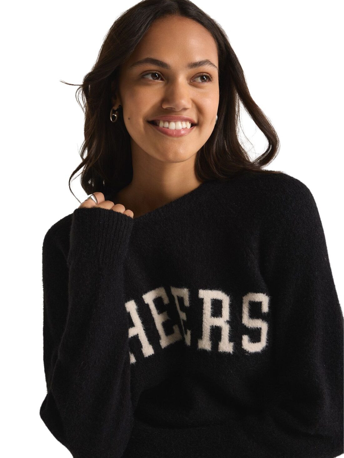 z supply lizzy cheers sweater in black