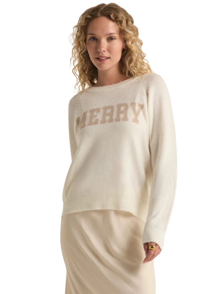 z supply merry metallic sweater in champagne