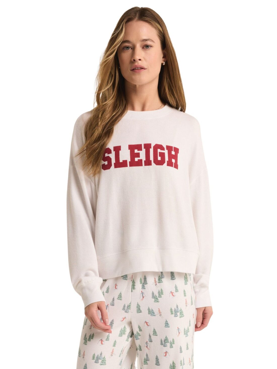 z supply sleigh l/s sweater in white