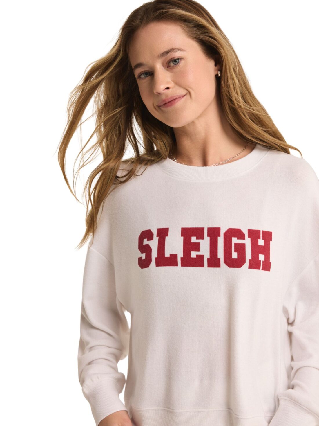 z supply sleigh l/s sweater in white