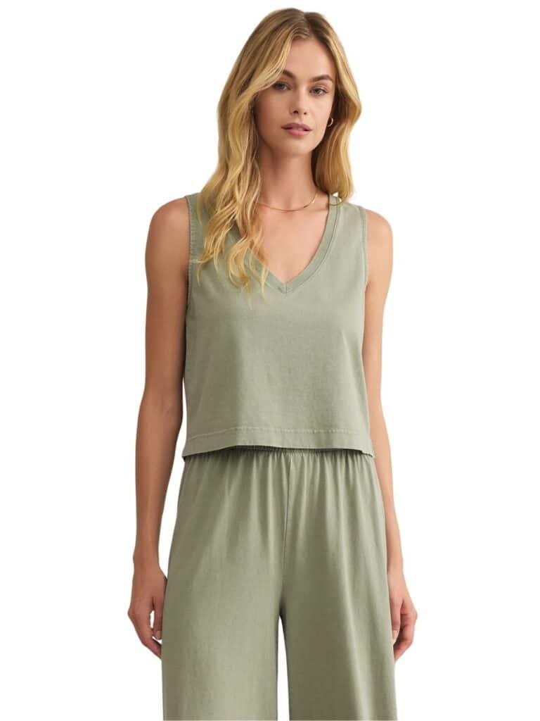 z supply sloane v neck top in avocado