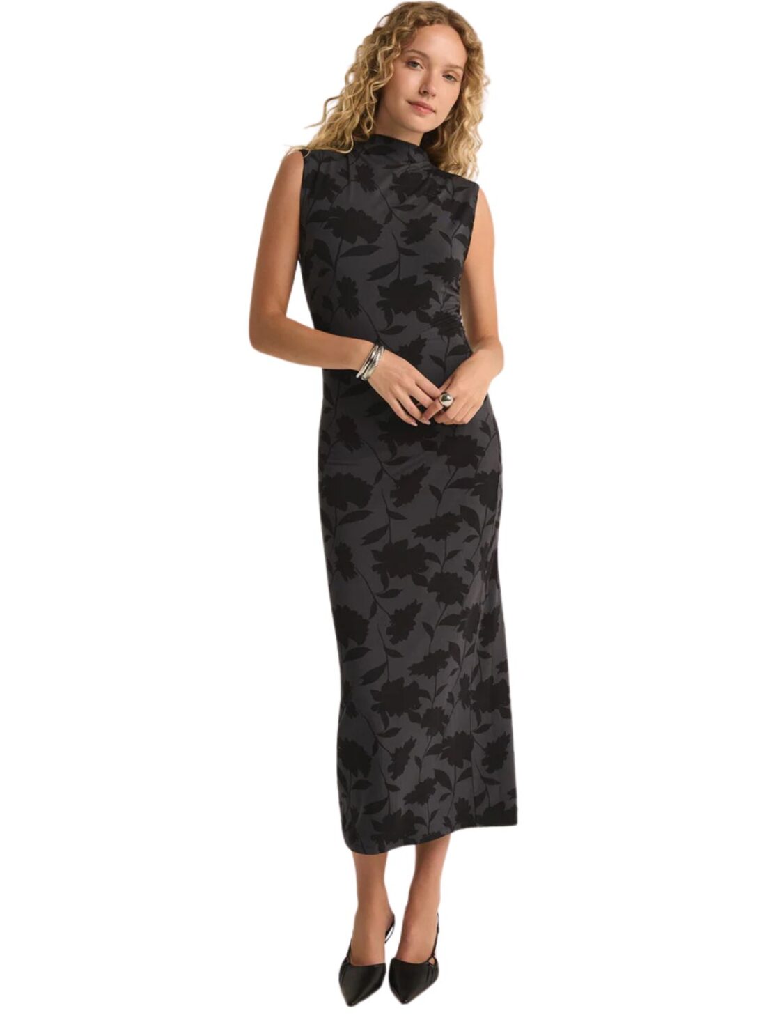 z supply tatum shadow floral midi in black