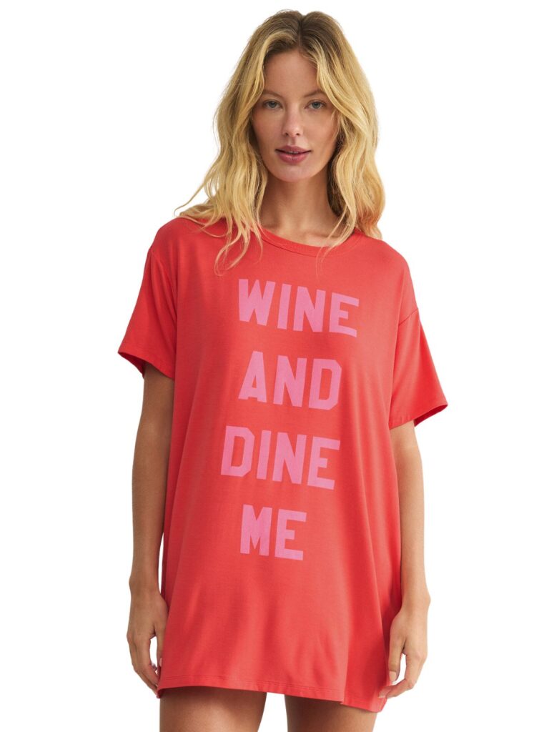 z supply wine and dine me night shirt in hot stuff