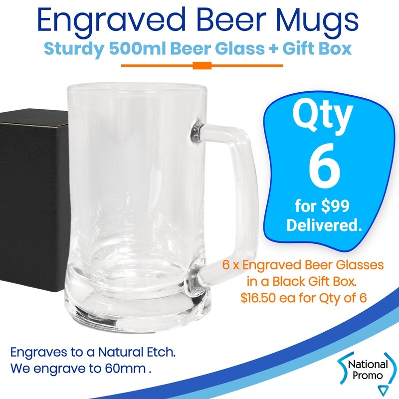 6x Beer Mugs with gift box