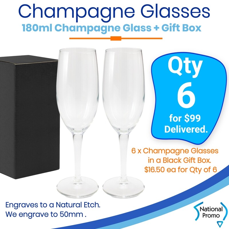 6x Champagne Flute with gift box