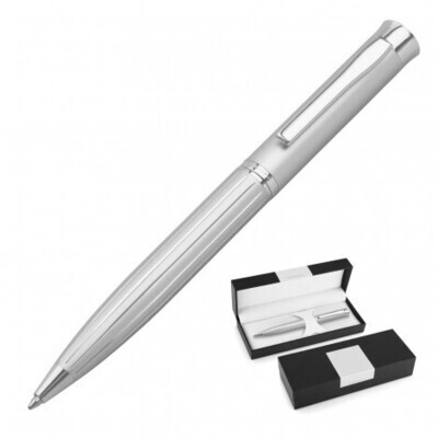 DEROFE STRIPE SILVER BALLPOINT PEN