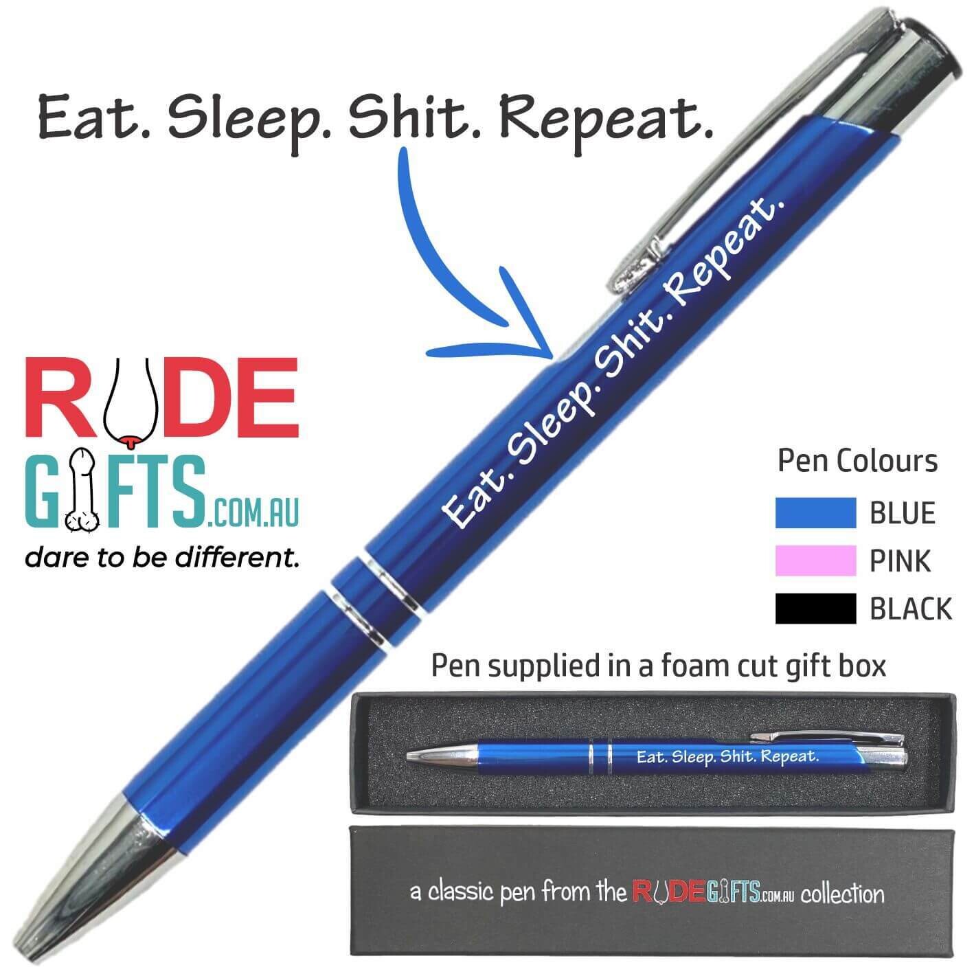 Rude Gifts Pens | Eat. Sleep. Shit. Repeat.