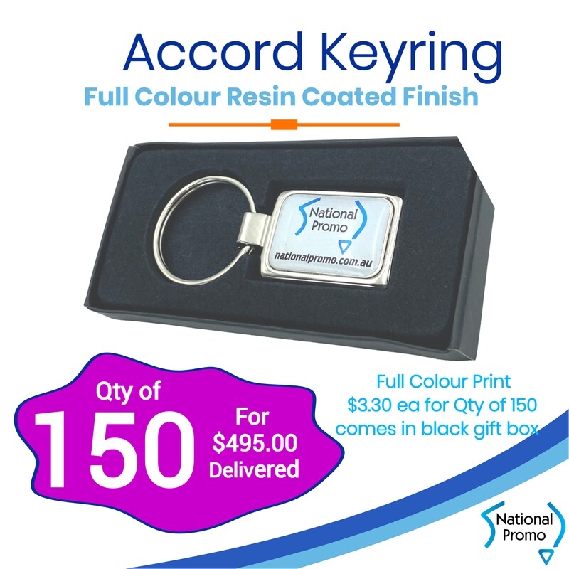 150 x Accord Epoxy Dome Keyrings in Gift Case for $495