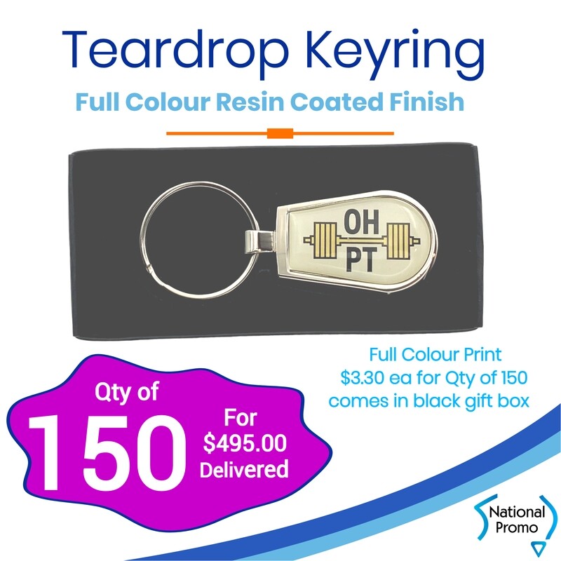 150 x Teardrop Epoxy Keyrings in Gift Box 150 for $495