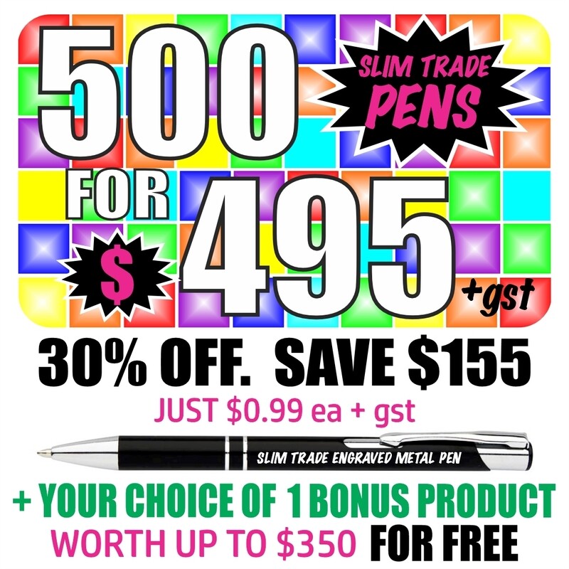 500 Slim Trade Pens with 'Bonus Product Offer'