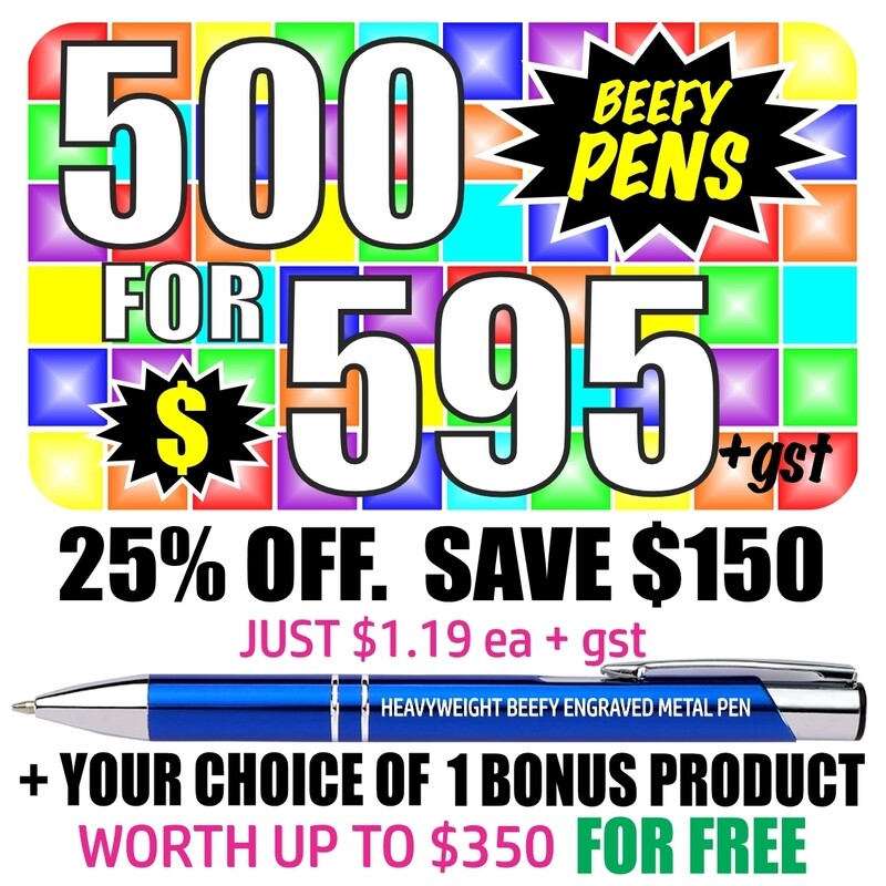 500 BEEFY Heavyweighted Metal Pens with 'Bonus Product Offer'