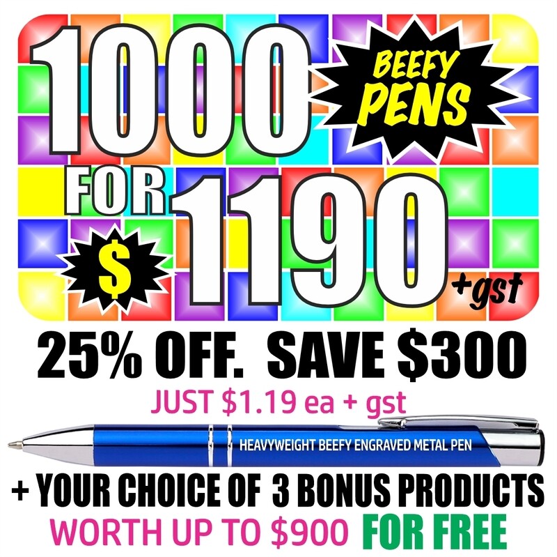 1000 BEEFY Heavyweighted Metal Pens with 'Bonus Product Offer'